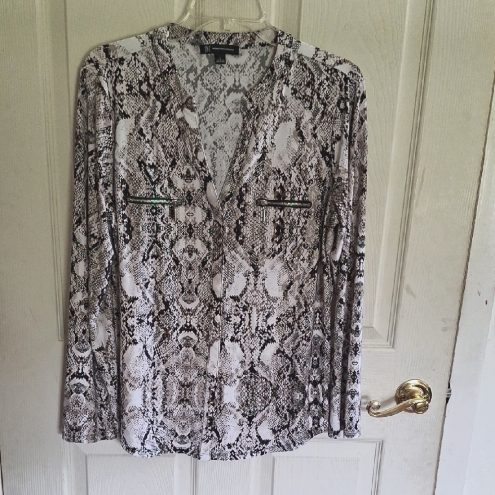 I-N-C Snakeskin Print Blouse, L